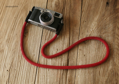 Camera strap handmade mystery red climbing rope B leather | windmup.com - windmup