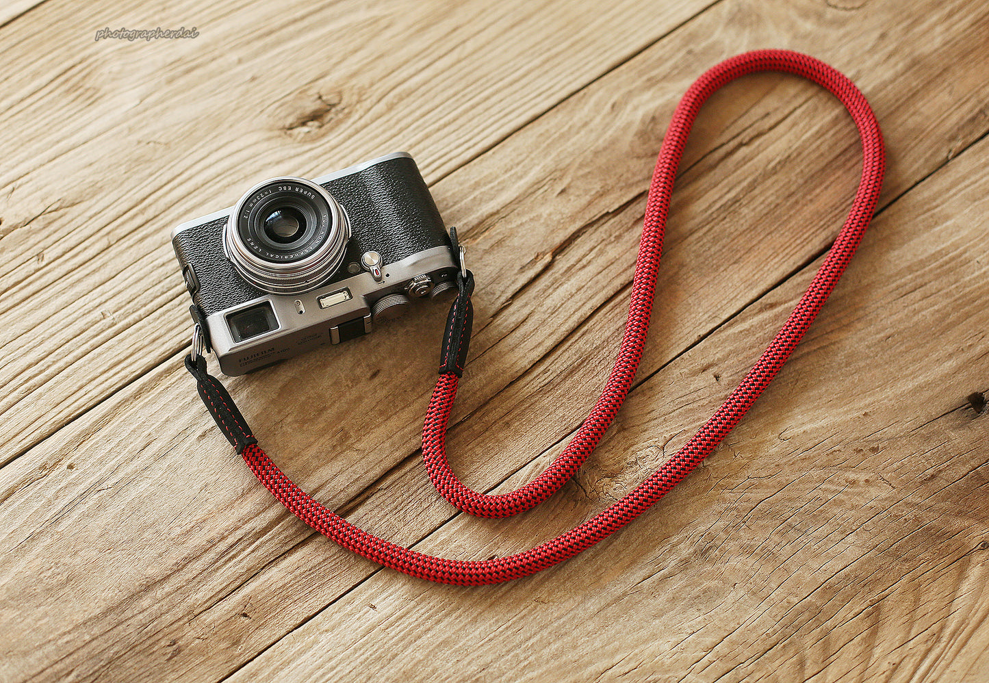Camera strap handmade mystery red climbing rope B leather | windmup.com - windmup
