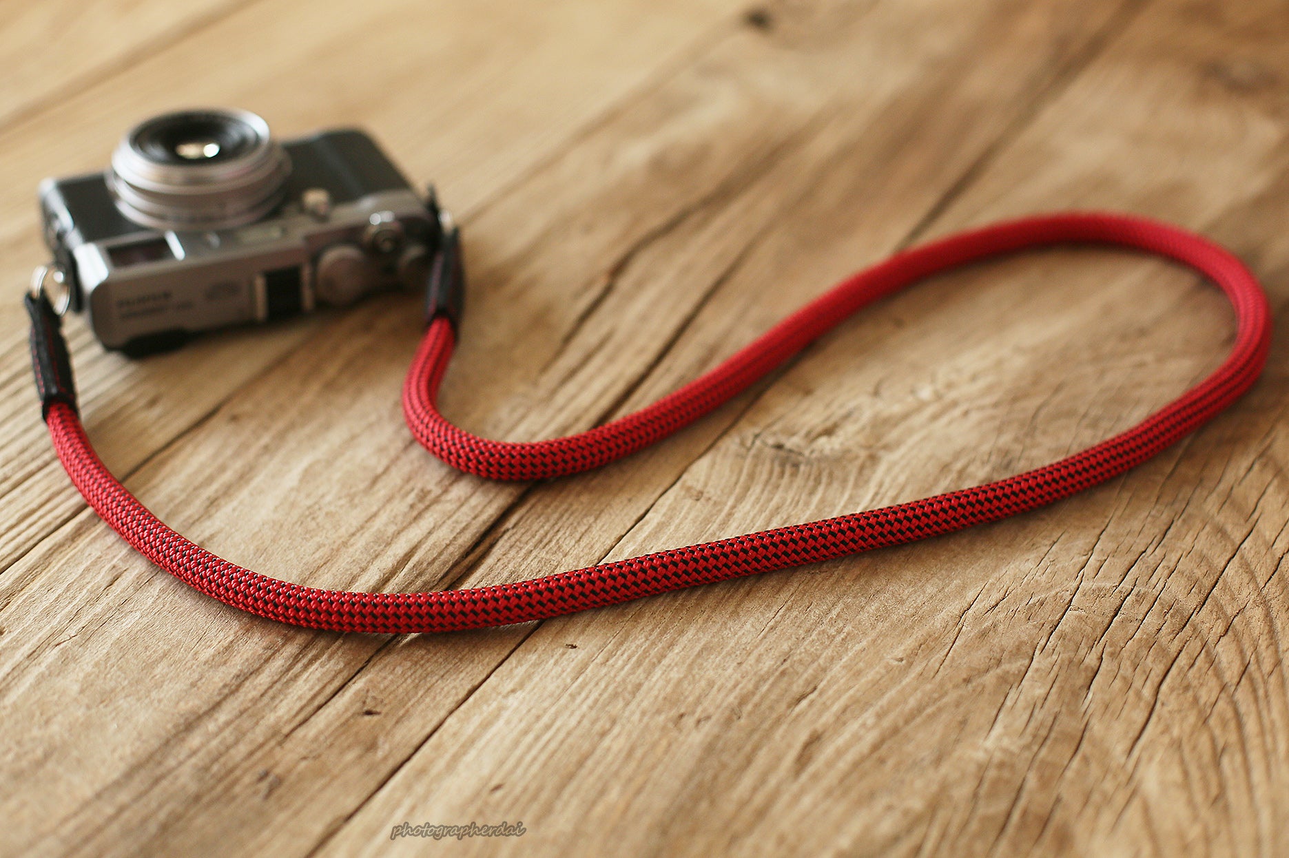 Camera strap handmade mystery red climbing rope B leather | windmup.com - windmup