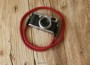 Camera strap handmade mystery red climbing rope B leather | windmup.com - windmup