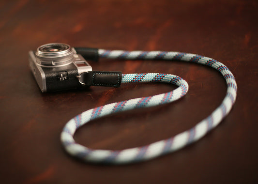 handmade blue rope camera strap by Windmup