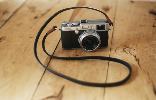 Coffee handmade black leather camera neck shoulder strap | Windmup.com - windmup
