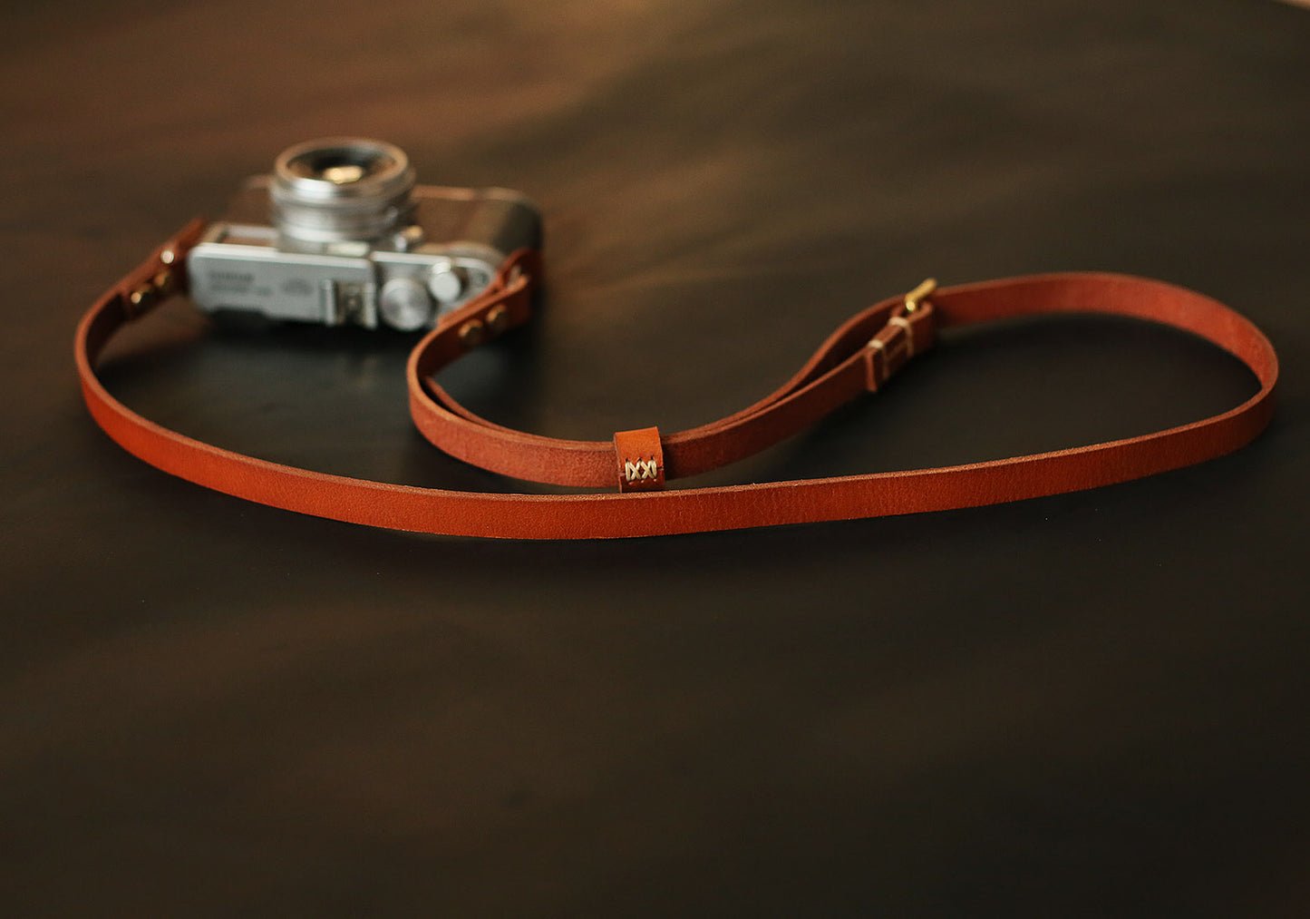 Brown leather handmade camera neck shoulder strap adjustable | windmup - windmup