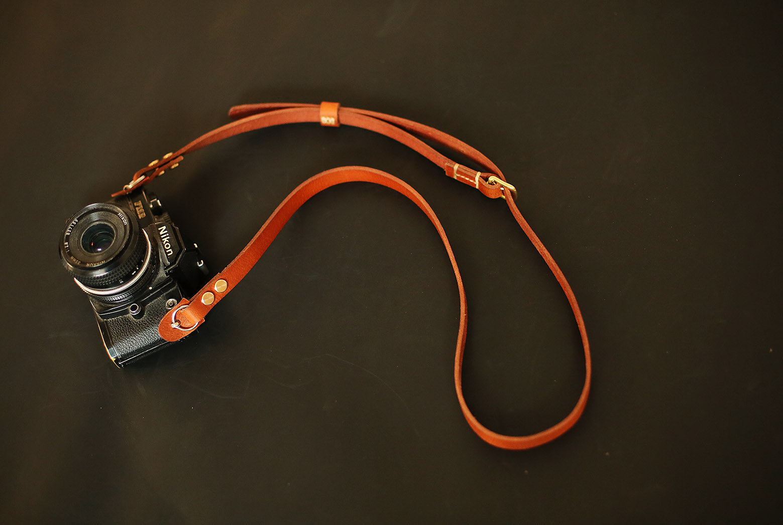 Brown leather handmade camera neck shoulder strap adjustable | windmup - windmup