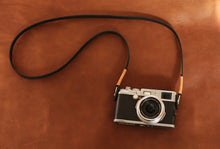 Khaki line 10mm handmade camera neck shoulder strap black leather | windmup - windmup