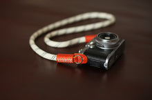 Camera neck strap white climbing rope brown leather B type | Windmup.com - windmup