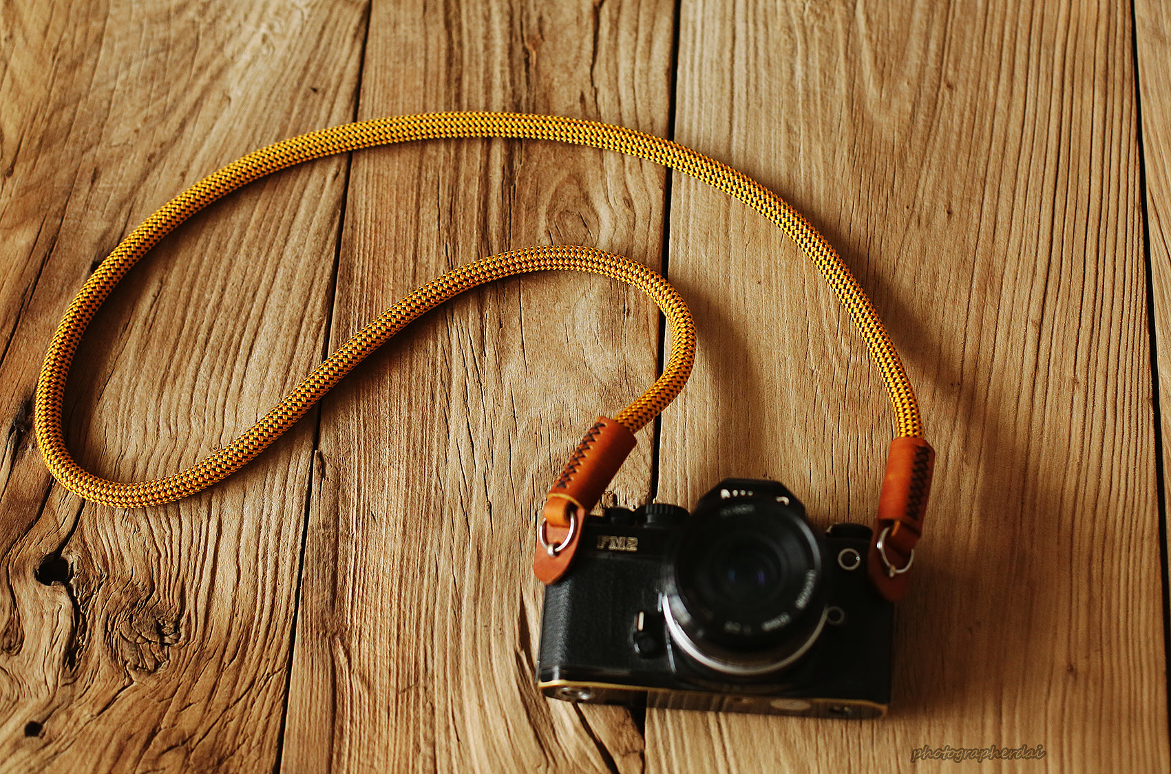 Camera neck shoulder strap handmade gold climbing rope B type | windmup.com - windmup