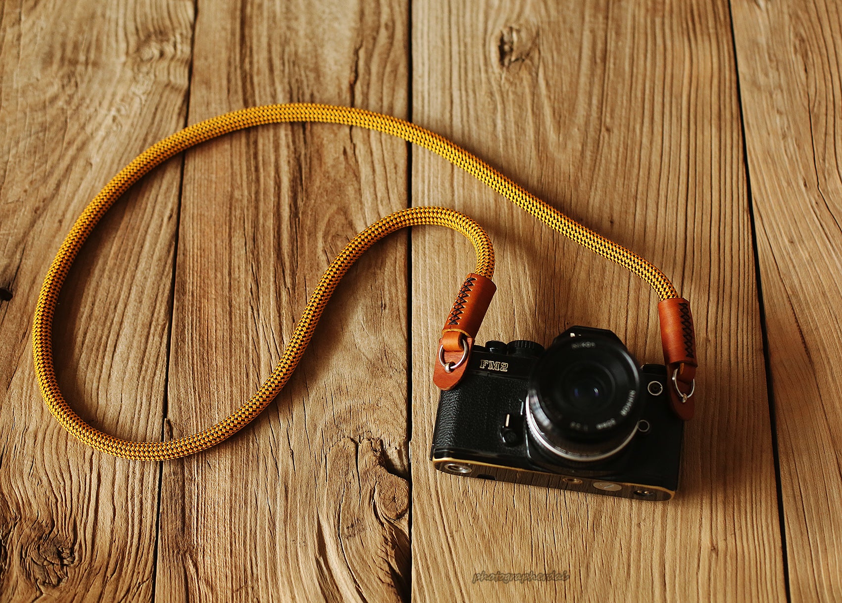 Camera neck shoulder strap handmade gold climbing rope B type | windmup.com - windmup