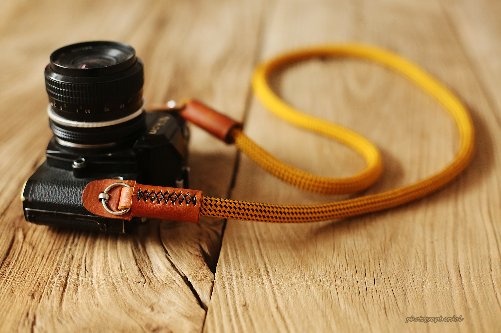 Camera neck shoulder strap handmade gold climbing rope B type | windmup.com - windmup
