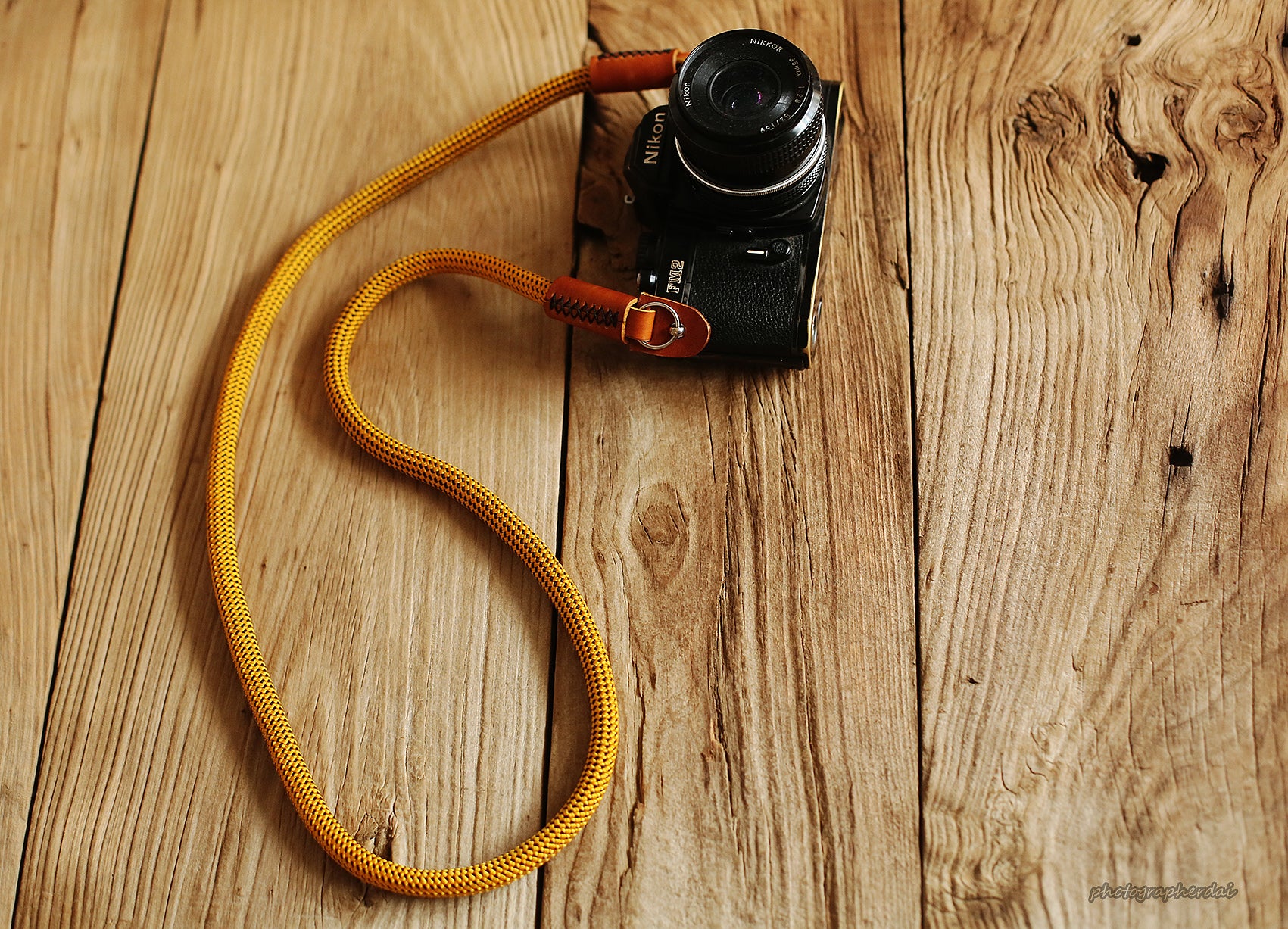 Camera neck shoulder strap handmade gold climbing rope B type | windmup.com - windmup