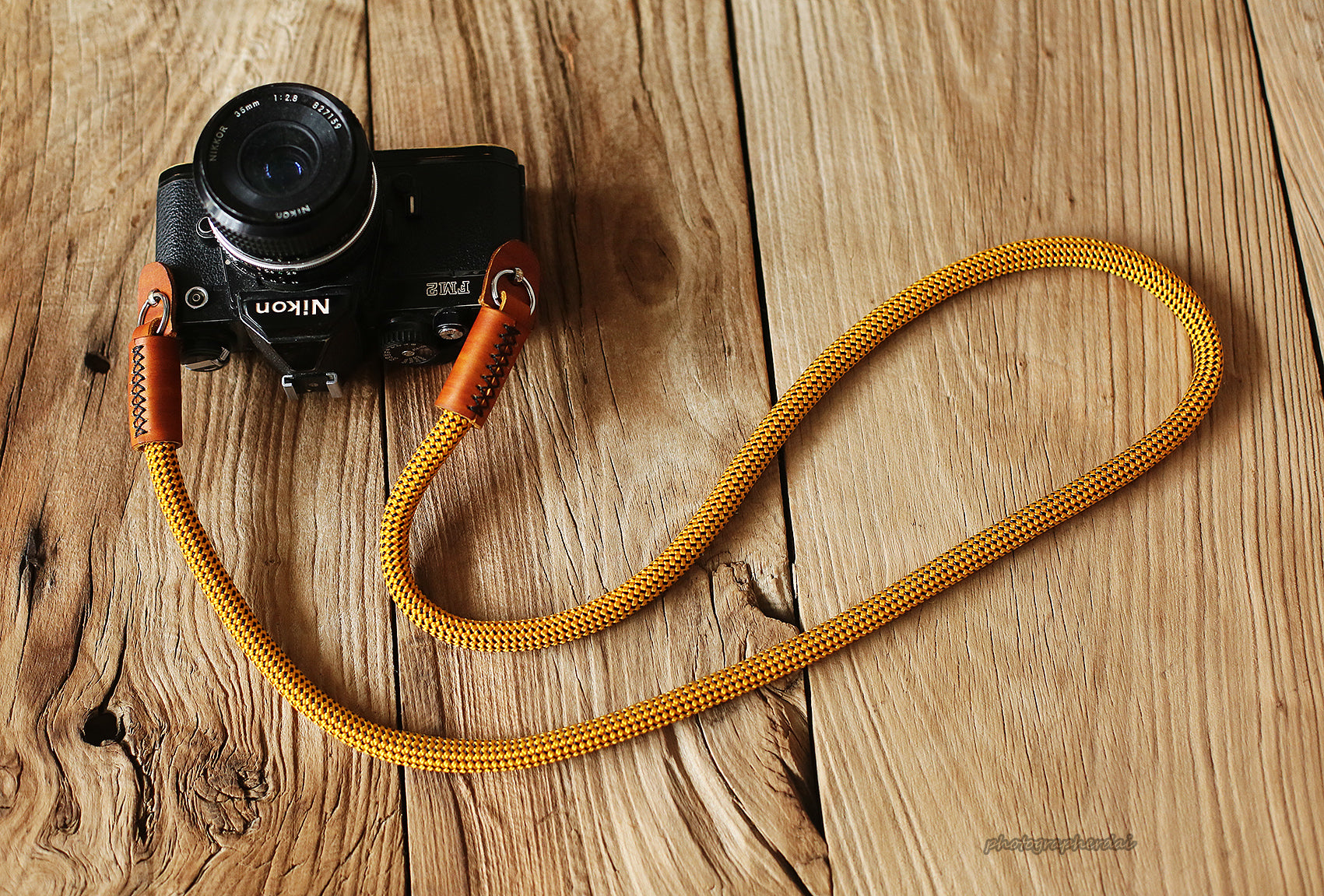 Camera neck shoulder strap handmade gold climbing rope B type | windmup.com - windmup