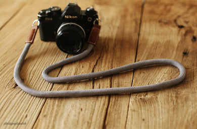 Handmade Camera Strap Light grey Climbing Rope Leather&Windmup.com - windmup