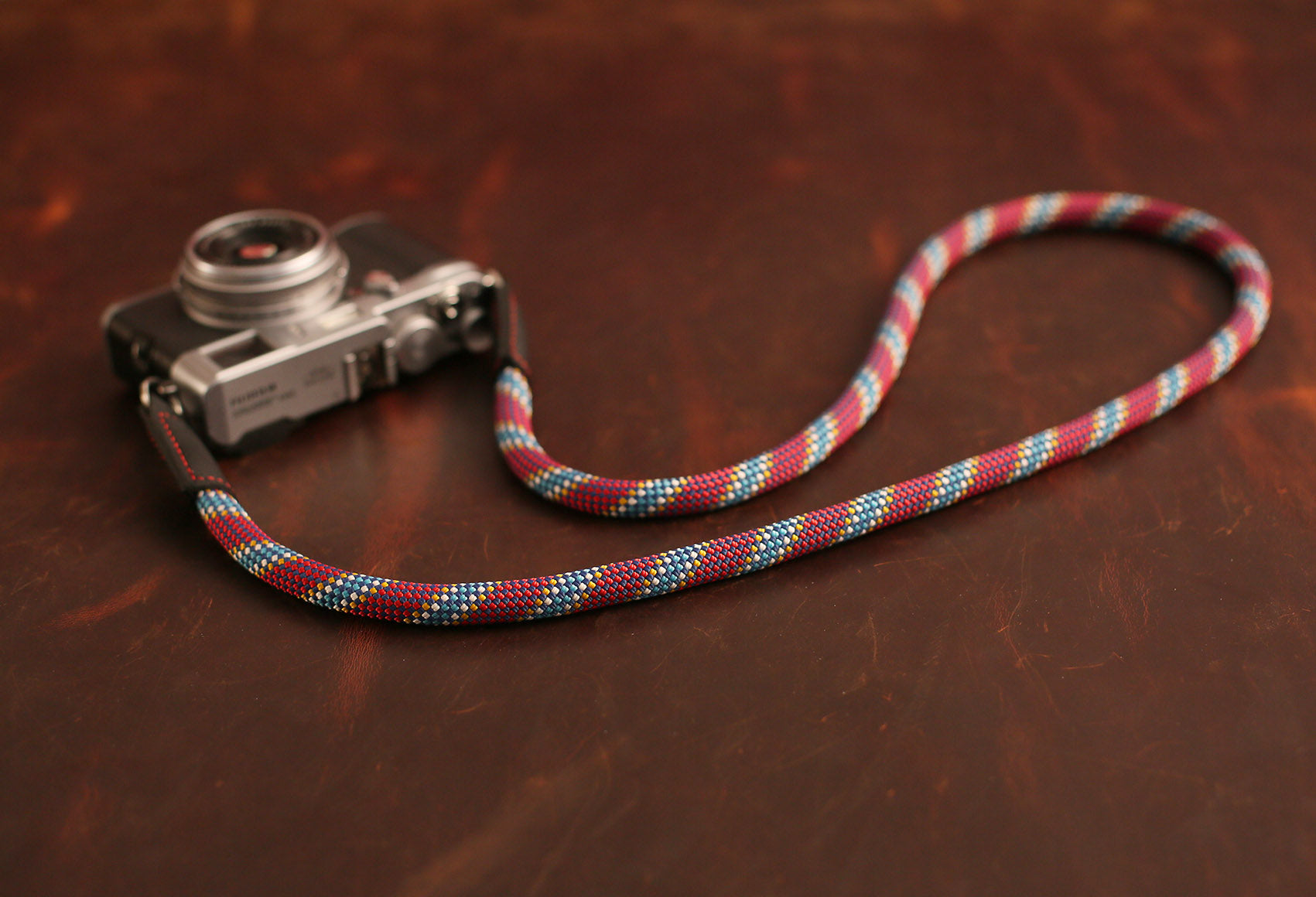 Red pattern camera neck strap climbing rope handmade leather | Windmup - windmup