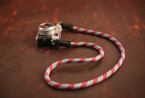 Red pattern camera neck strap climbing rope handmade leather | Windmup - windmup