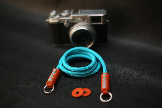Peacock blue climbing rope camera strap - windmup