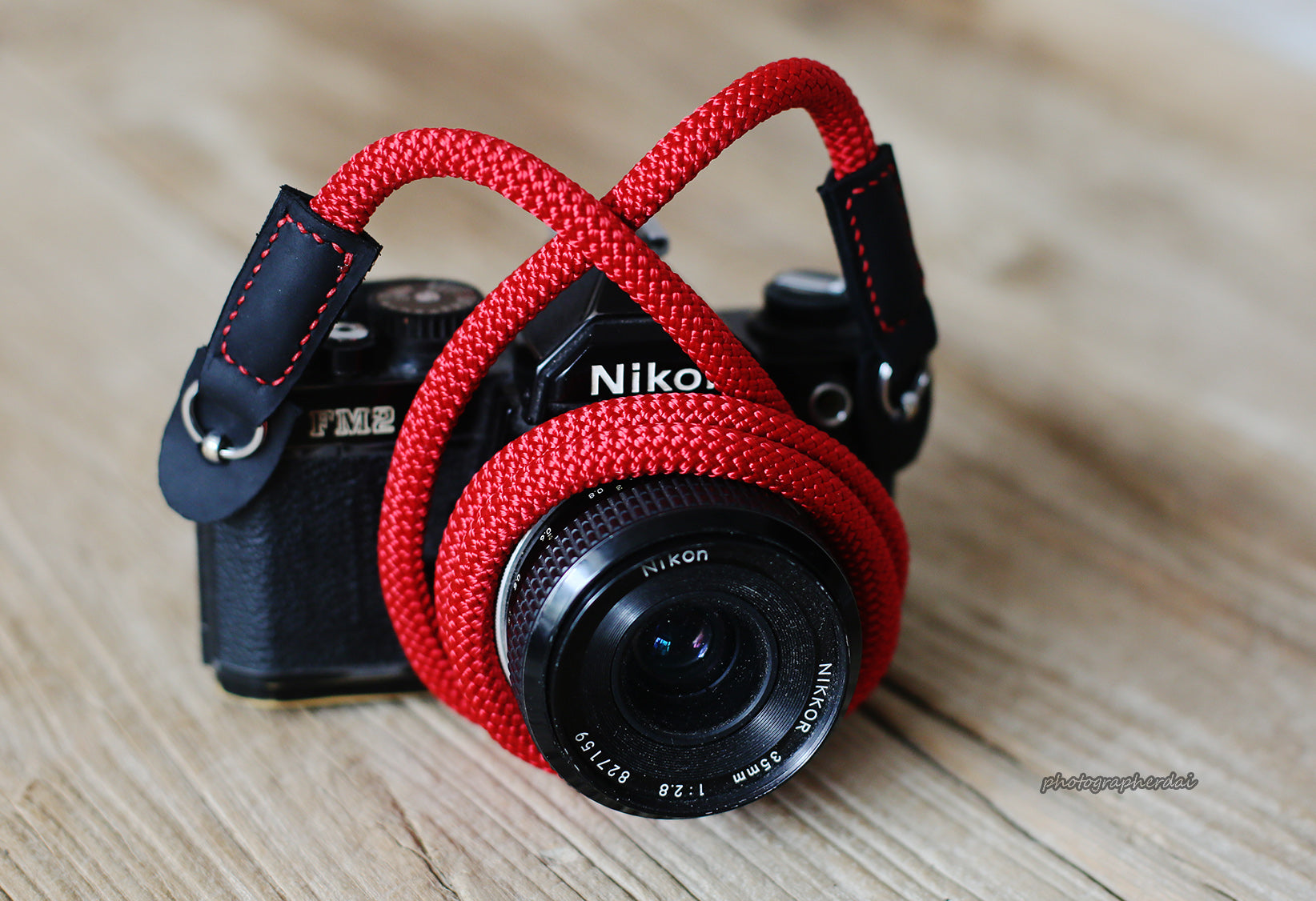 Handmad Camera Strap RED Climbing Rope Small &windmup.com - windmup