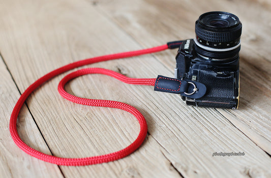 Handmad Camera Strap RED Climbing Rope Small &windmup.com - windmup