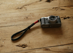 Black handmade camera wrist strap band thickened red 10mm | windmup.com - windmup