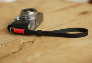 Black handmade camera wrist strap band thickened red 10mm | windmup.com - windmup
