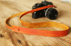Yellow brown leather camera neck shoulder strap Retro | Windmup.com - windmup