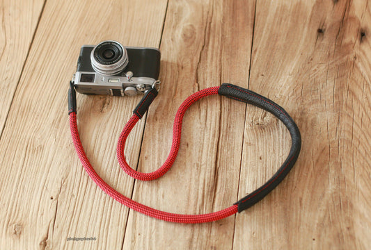 Cool Depressurize Handmade Camera Strap red black Climbing Rope Black Shoulder pad &Windmup.com - windmup