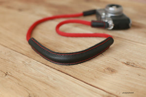 Cool Depressurize Handmade Camera Strap red black Climbing Rope Black Shoulder pad &Windmup.com - windmup