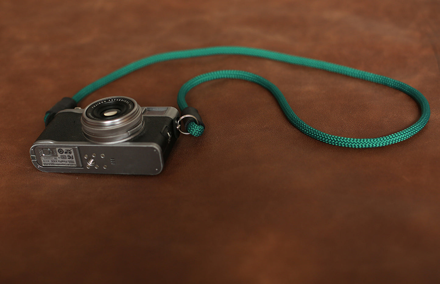 Green climbing rope 8mm Handmade black leather camera strap&Windmup.com - windmup