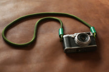 Camera shoulder strap handmade army green climbing rope green leather | Windmup.com - windmup