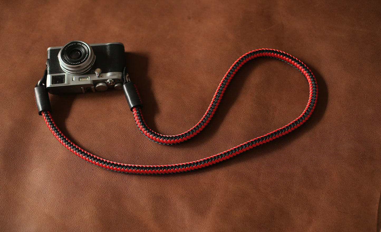 Best camera strap handmade red and black climbing rope black leather | windmup.com - windmup