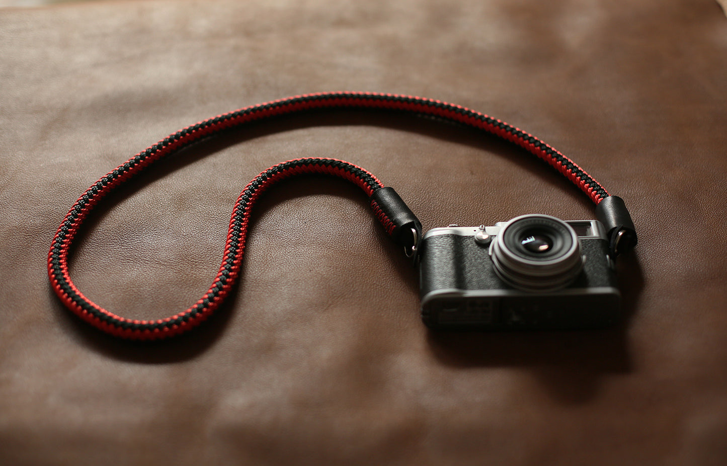 Best camera strap handmade red and black climbing rope black leather | windmup.com - windmup