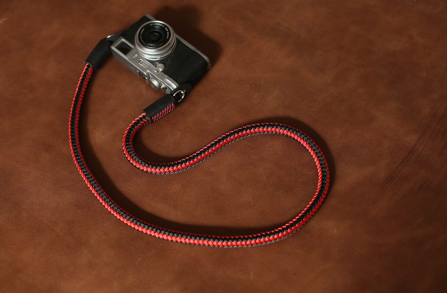 Best camera strap handmade red and black climbing rope black leather | windmup.com - windmup