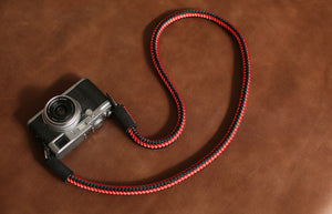 Best camera strap handmade red and black climbing rope black leather | windmup.com - windmup