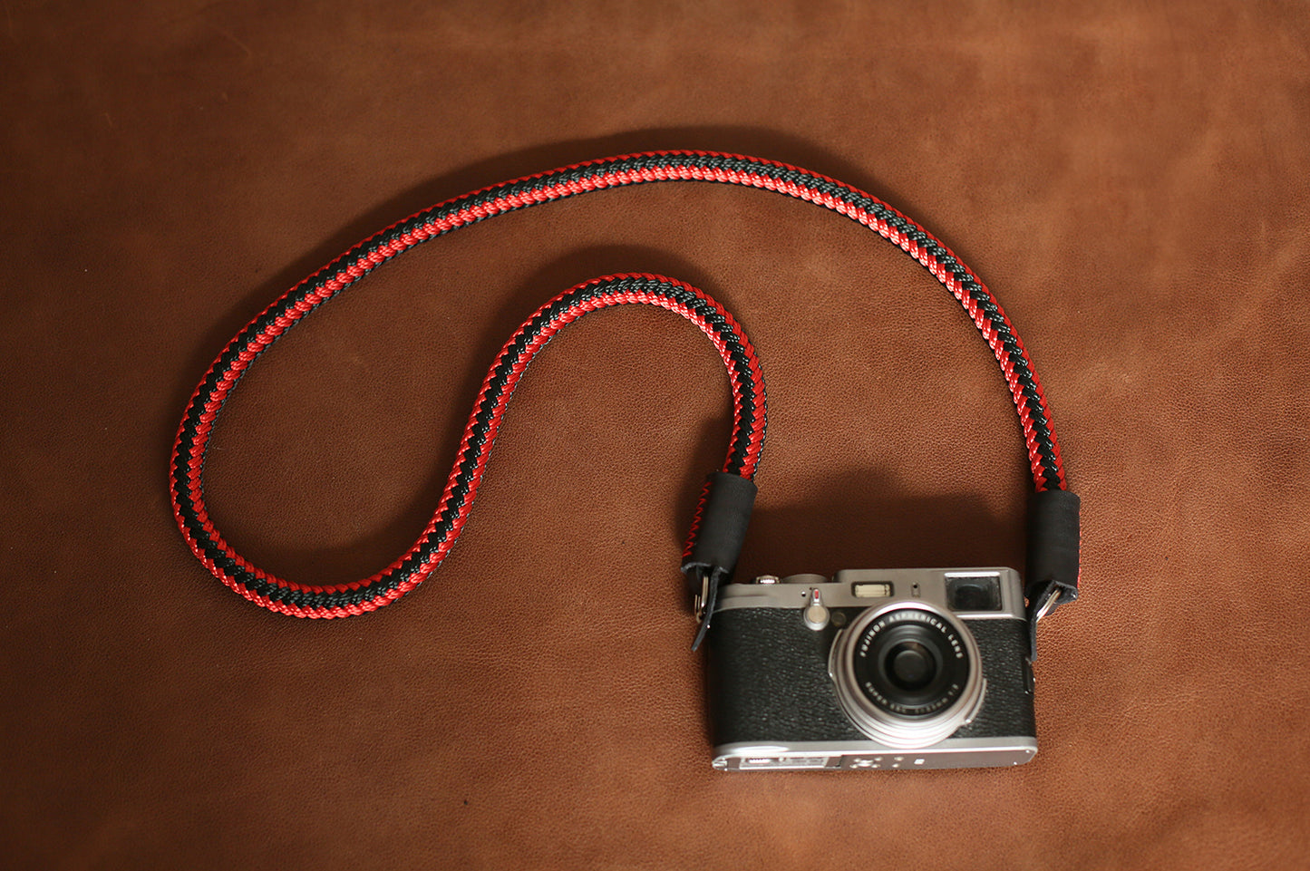 Best camera strap handmade red and black climbing rope black leather | windmup.com - windmup