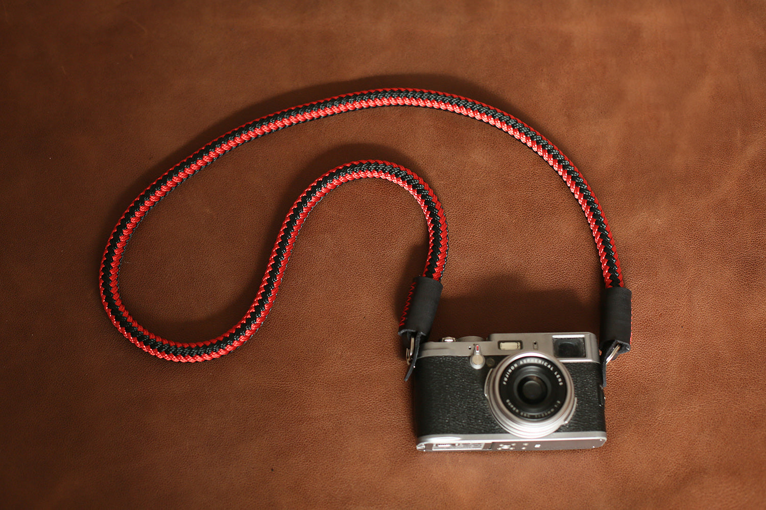 Best camera strap handmade red and black climbing rope black leather | windmup.com - windmup