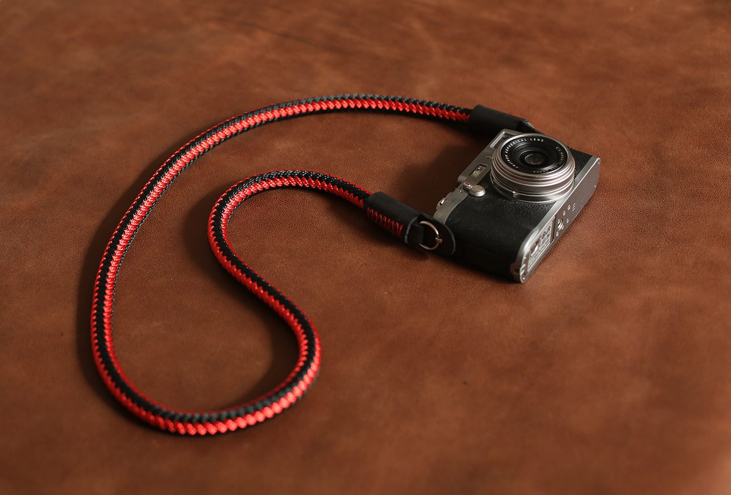 Best camera strap handmade red and black climbing rope black leather | windmup.com - windmup