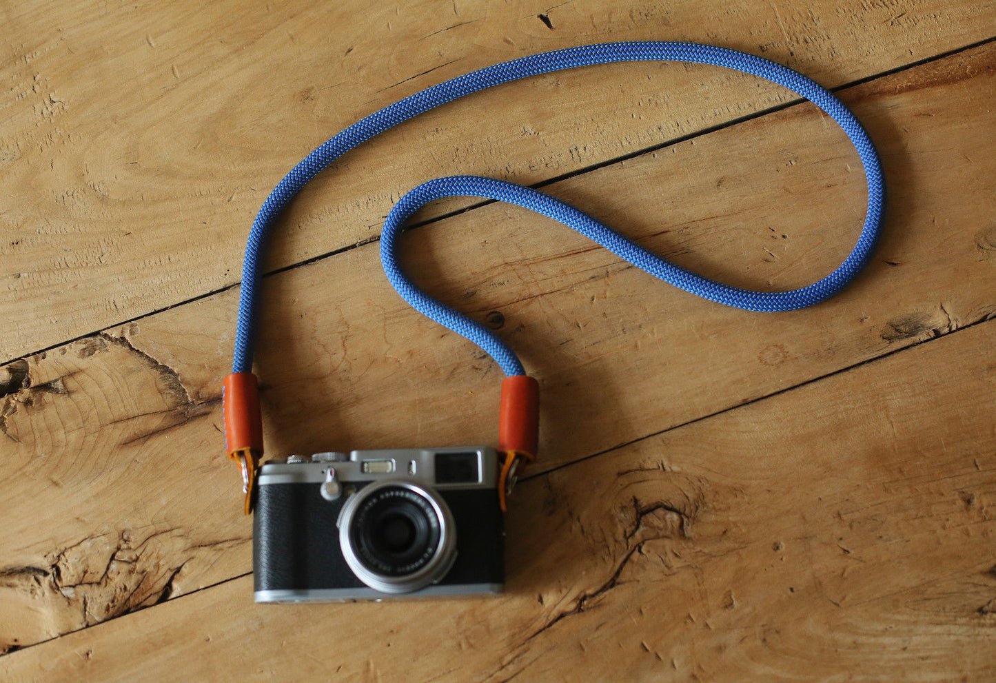 Camera Strap Handmade gray blue Climbing Rope yellow brown leather &Windmup.com - windmup