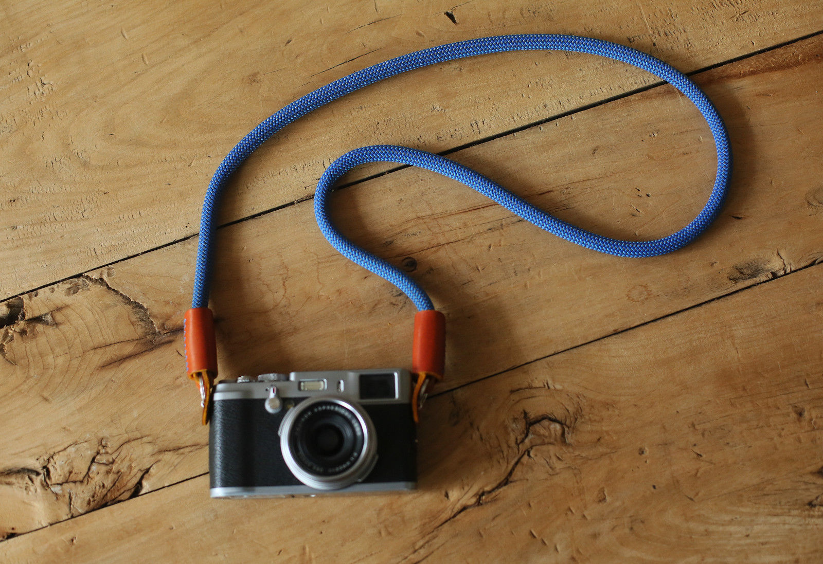 Camera Strap Handmade gray blue Climbing Rope yellow brown leather &Windmup.com - windmup
