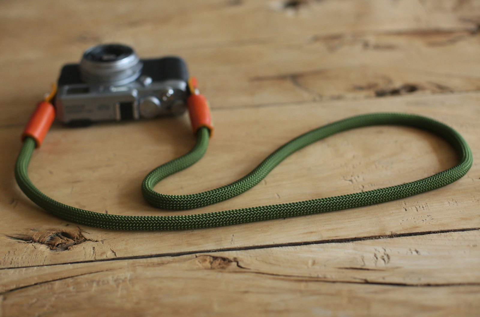 Camera Strap Handmade Army green Climbing Rope yellow brown leather&Windmup.com - windmup
