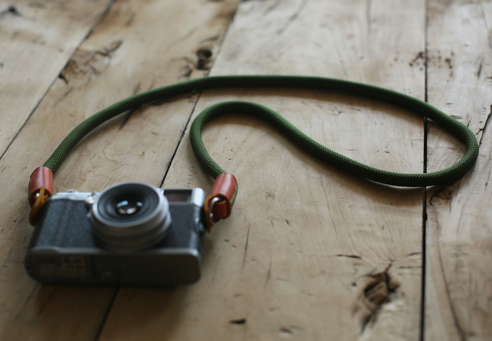 Camera Strap Handmade Army green Climbing Rope yellow brown leather&Windmup.com - windmup