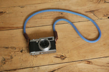Camera strap handmade blue red climbing rope tan leather B type | windmup.com - windmup