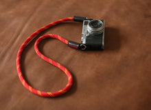 Soft camera strap handmade yellow pattern rope black leather | windmup.com - windmup