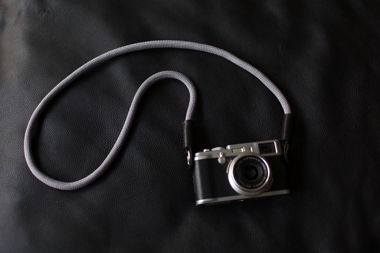 Windmup 10mm gray rope camera strap detail shot