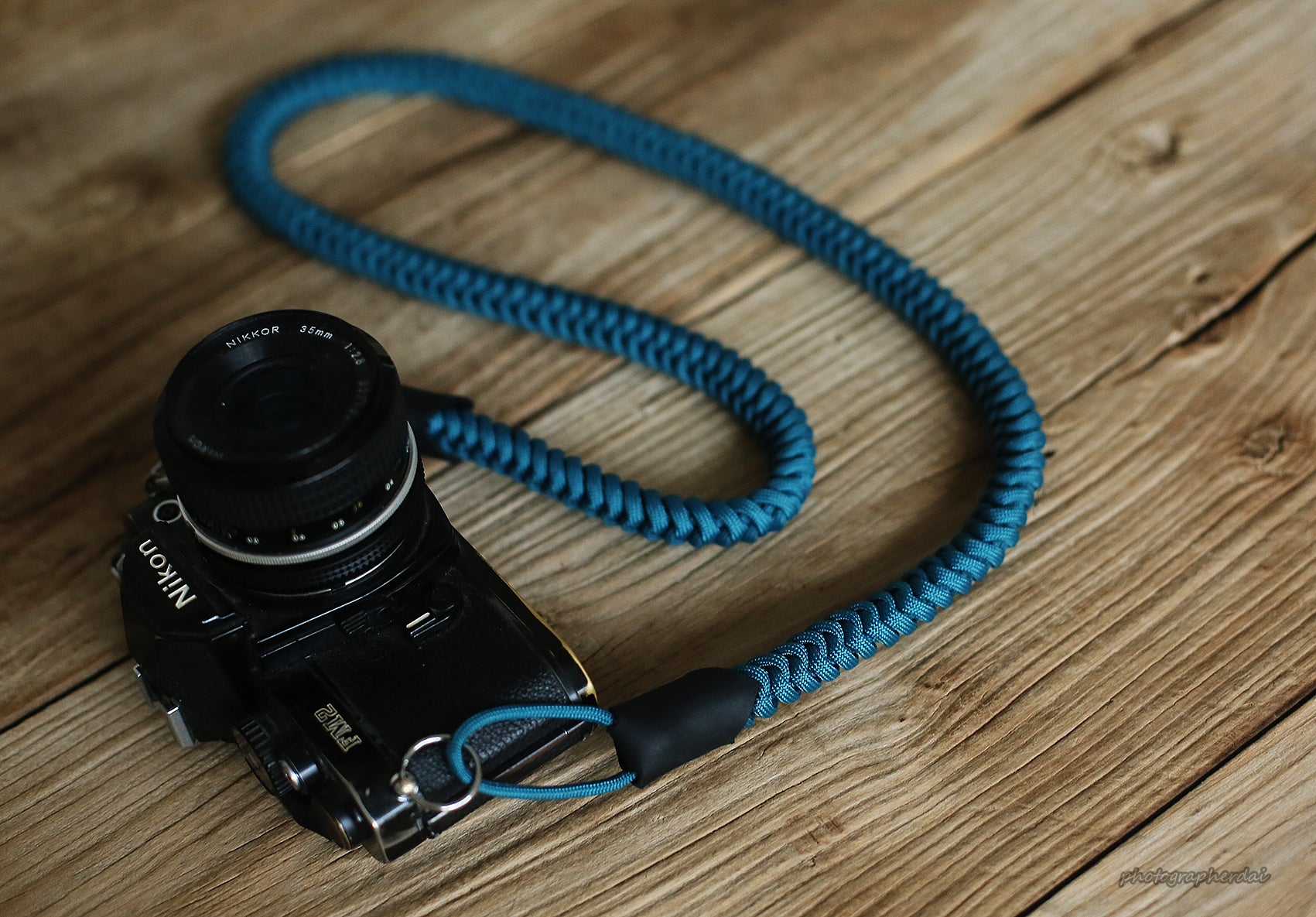 Handmade weave camera neck shoulder strap navy blue soft | windmup.com - windmup