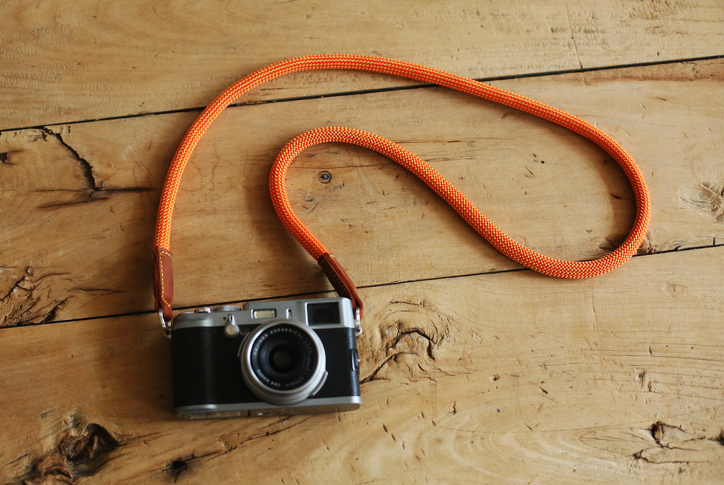 handmade orange climbing rope strap