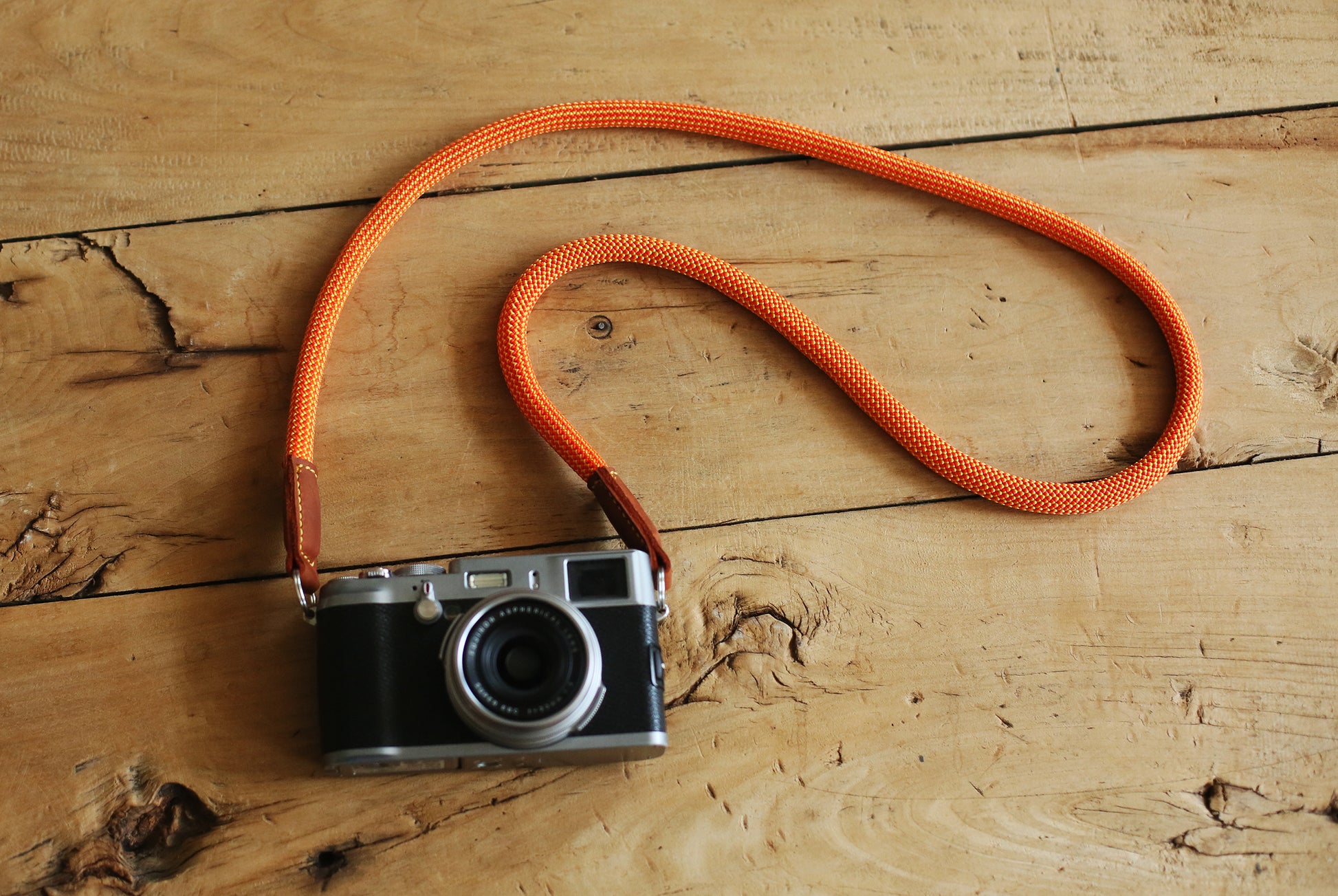handmade orange climbing rope strap