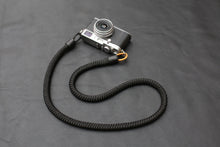 Handmade woven camera strap black and gold contrast - windmup