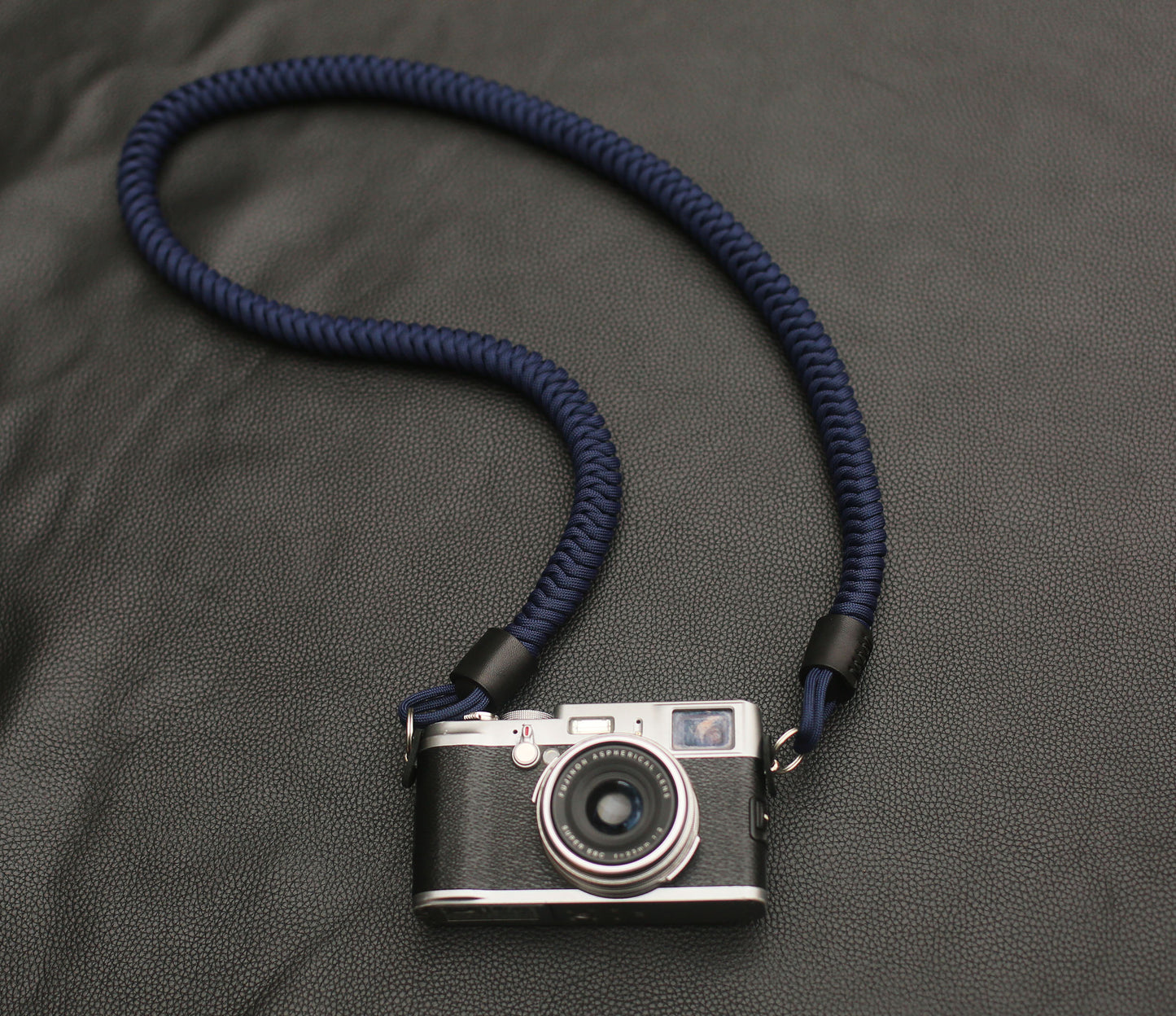 Navy blue hand knitting decompression camera strap - windmup