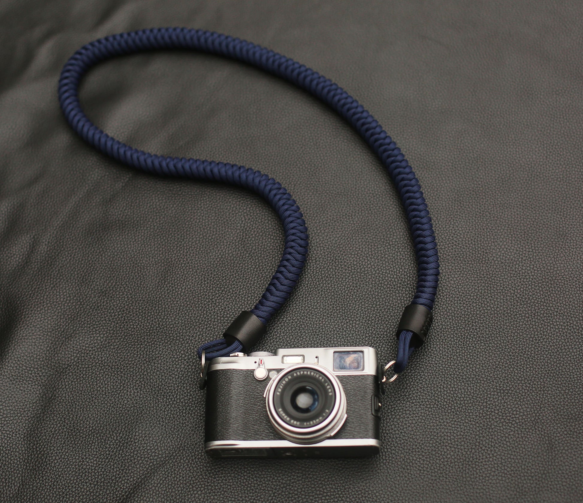 Navy blue hand knitting decompression camera strap - windmup