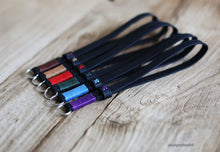 Black handmade leather camera wrist strap band Red | windmup.com - windmup