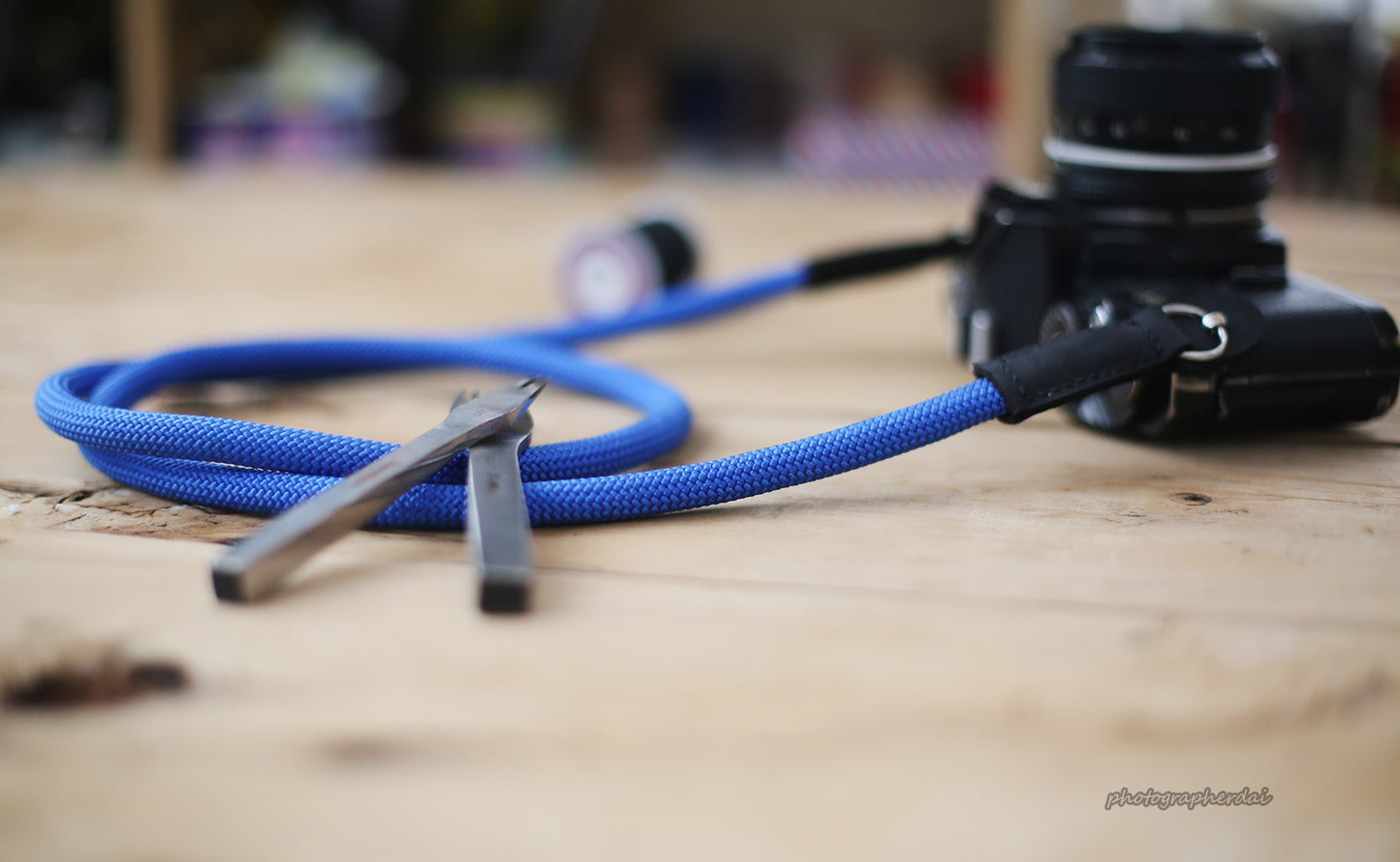 Camera neck strap handmade light blue climbing rope | windmup - windmup